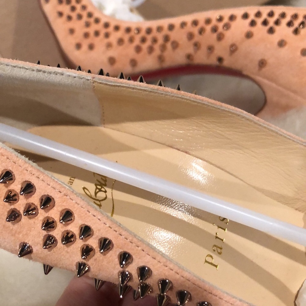 Christian Louboutin Paris Wacarpic 100 Velours Pink suede Pumps studs - Picture 13 of 16